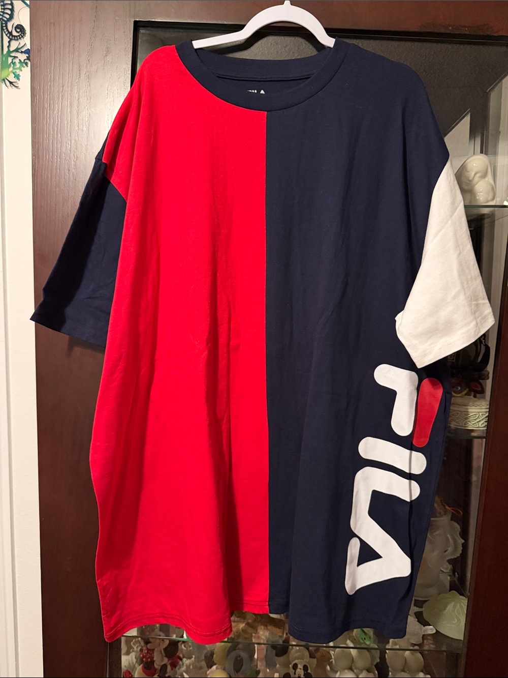 Fila Red, Navy & White Split-Panel Logo Tee